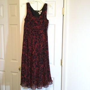 CWC Silk dress P14, black & red, sleeveless